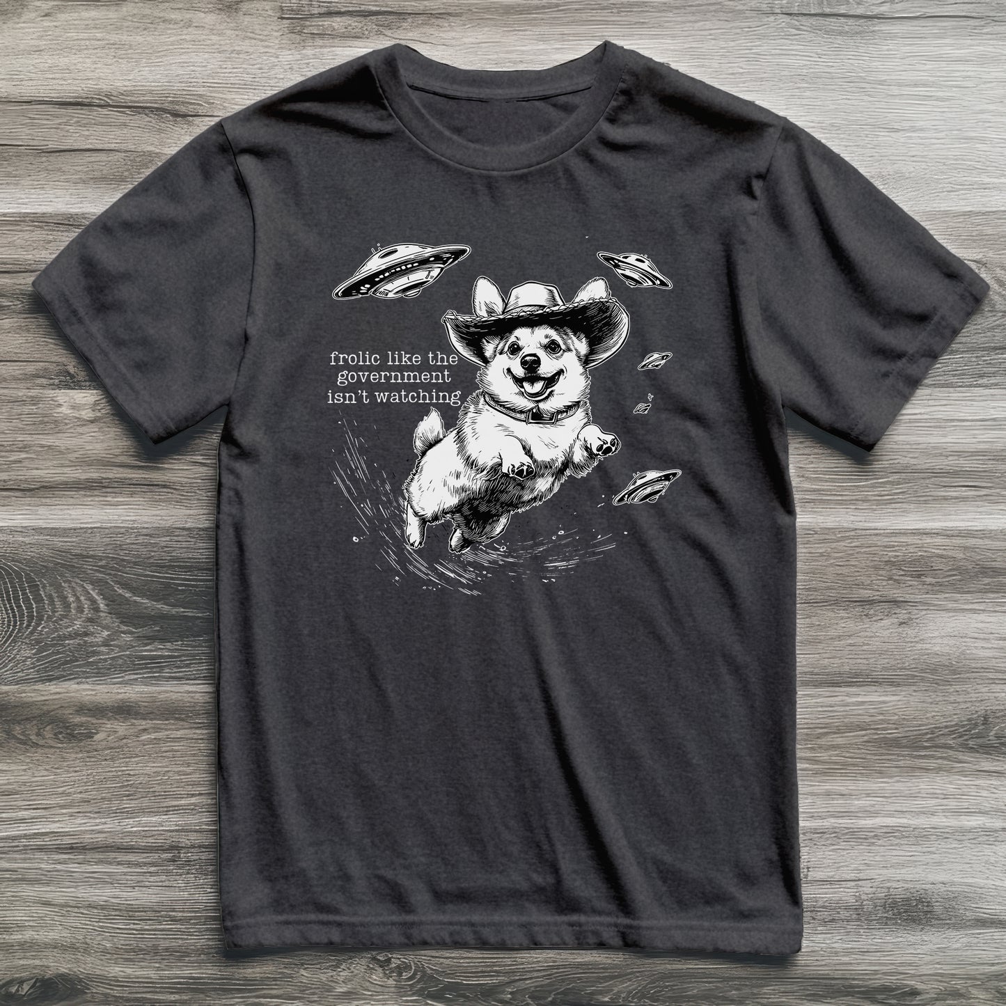 Frolic With Aliens Corgi T-Shirt