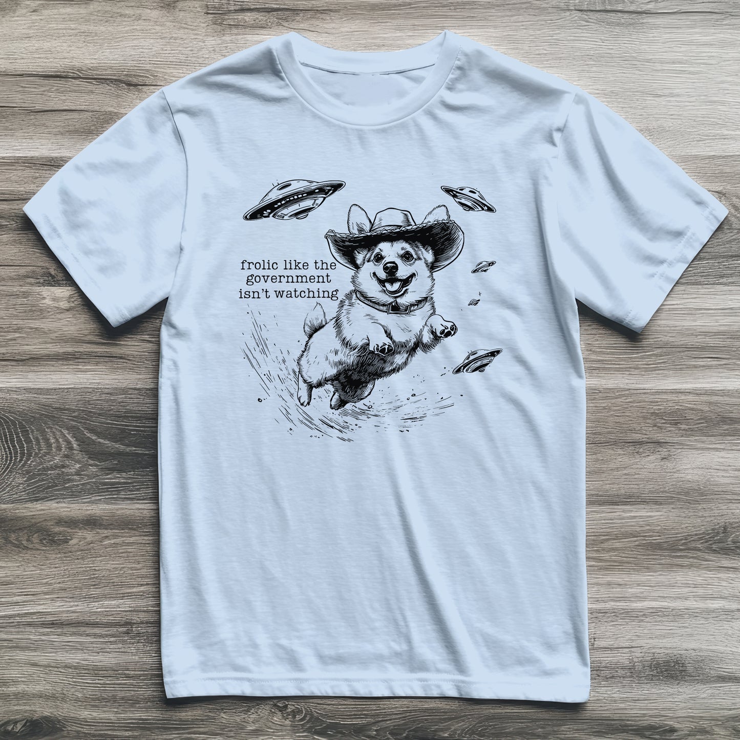 Frolic With Aliens Corgi T-Shirt