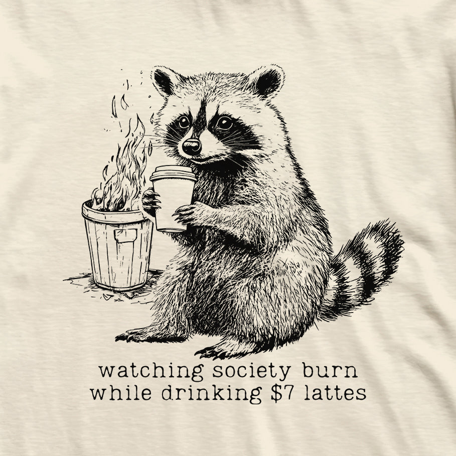 Society Burning Latte Raccoon T-Shirt