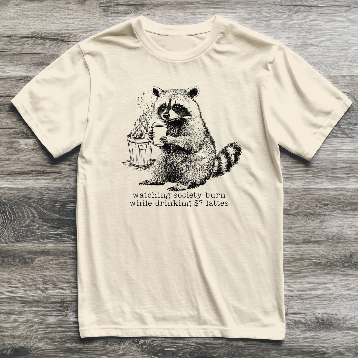 Society Burning Latte Raccoon T-Shirt