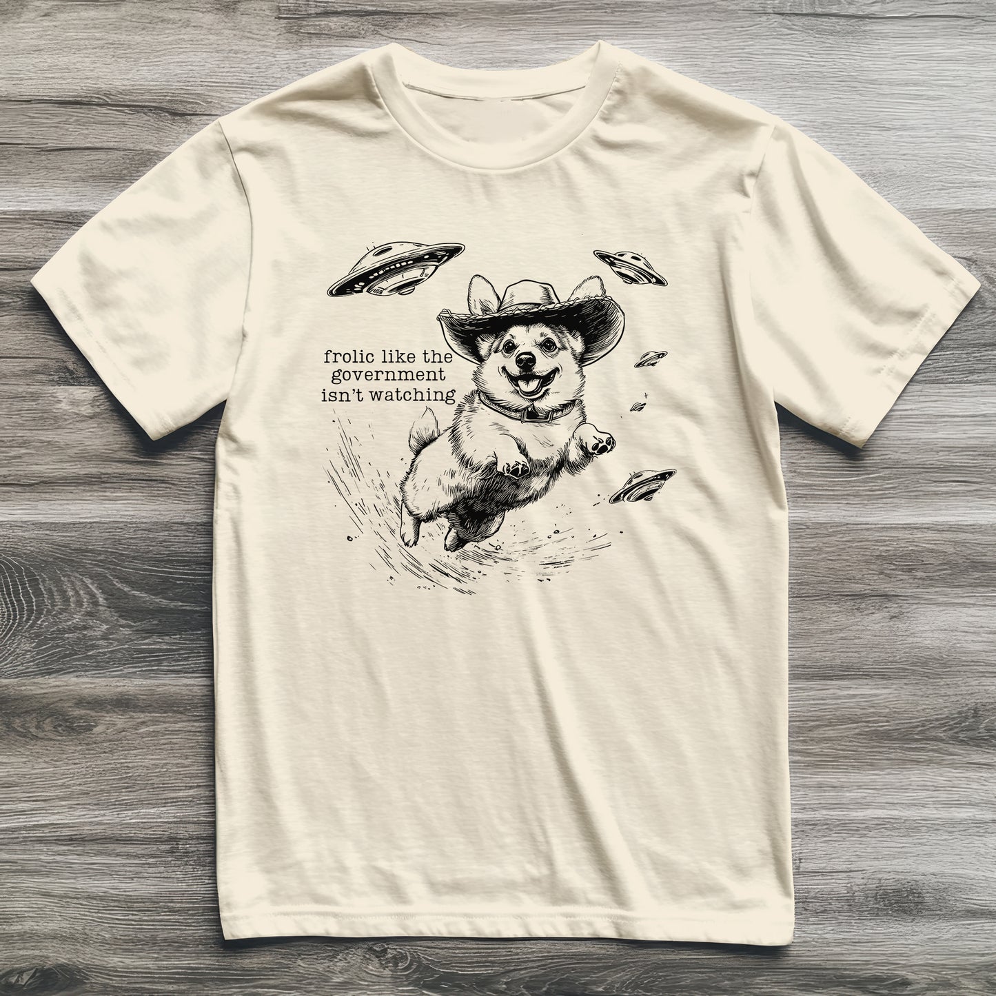 Frolic With Aliens Corgi T-Shirt