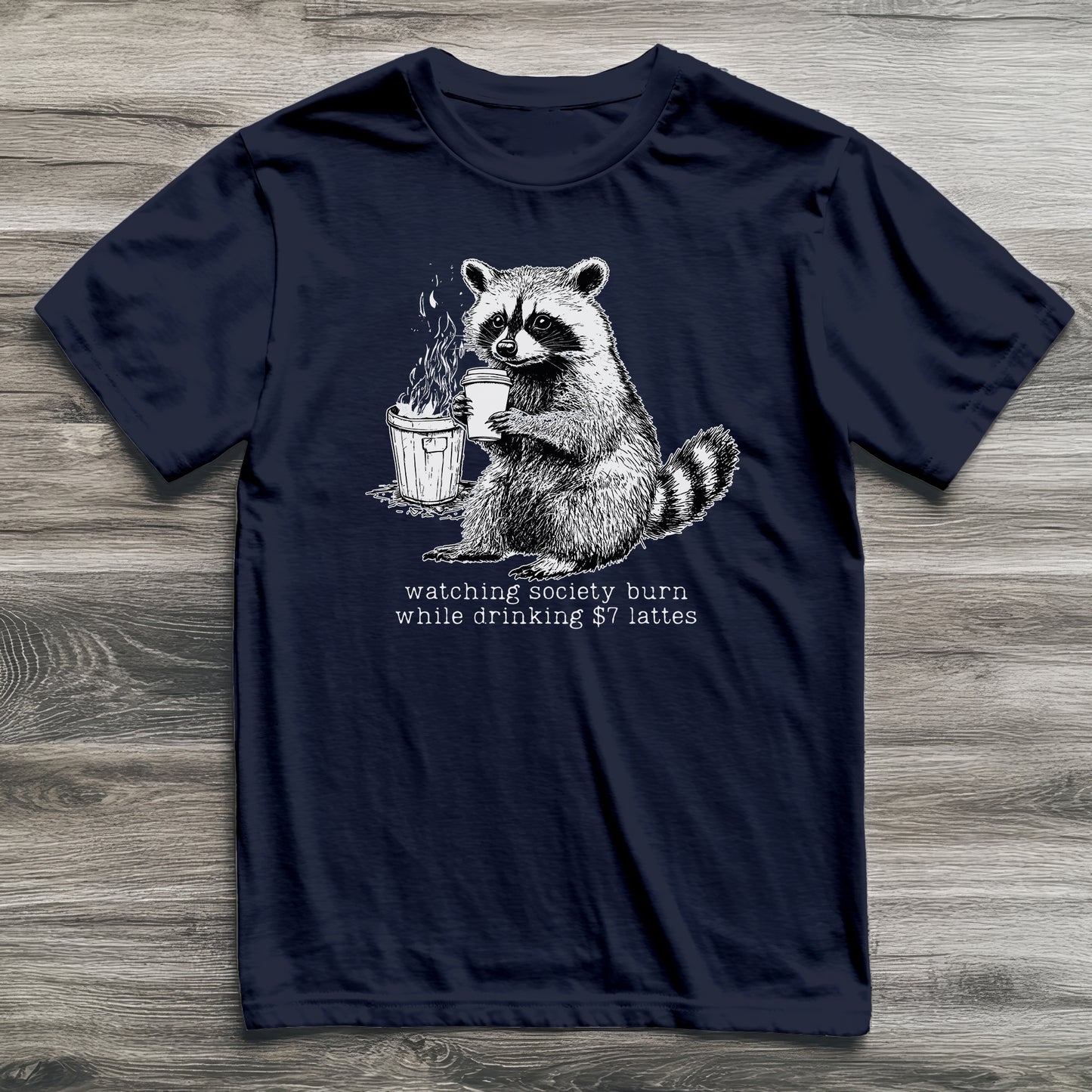 Society Burning Latte Raccoon T-Shirt