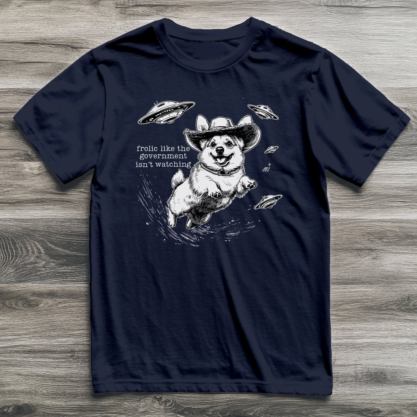 Frolic With Aliens Corgi T-Shirt