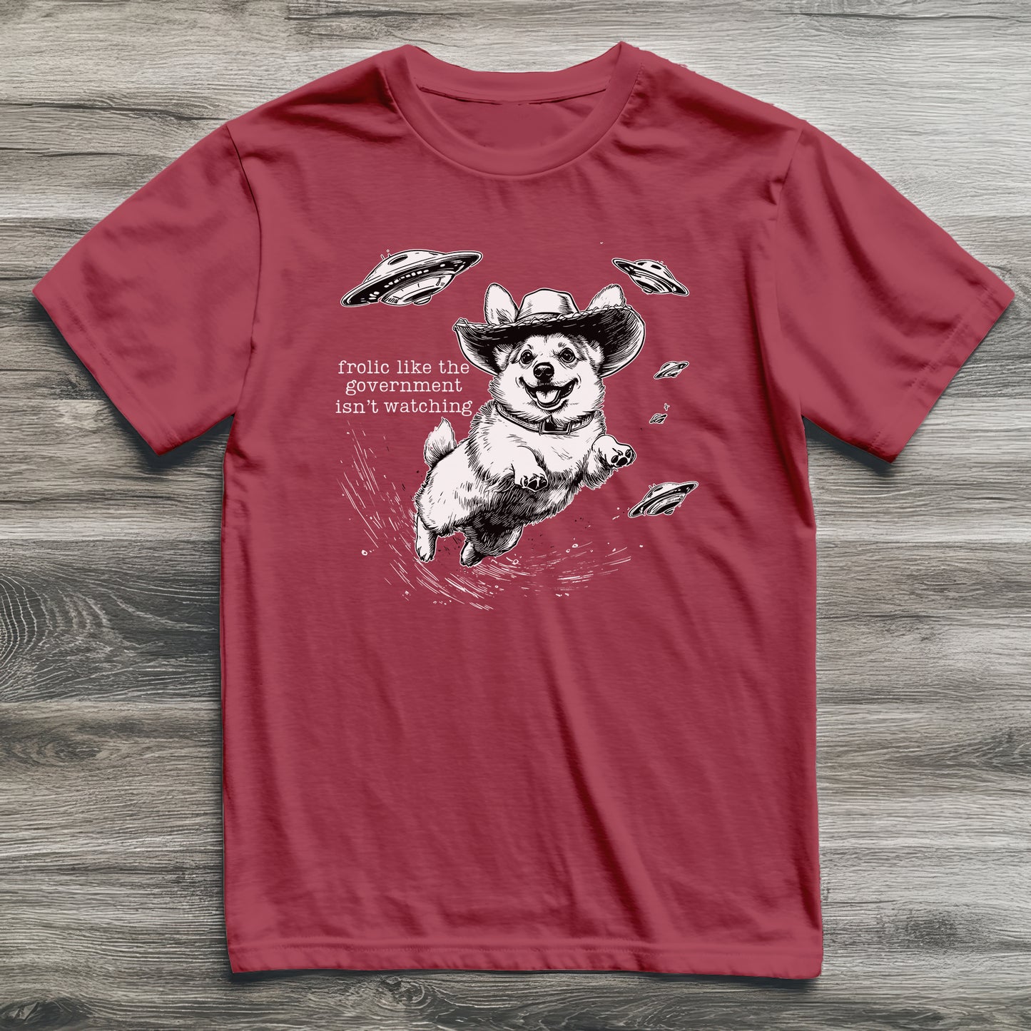 Frolic With Aliens Corgi T-Shirt