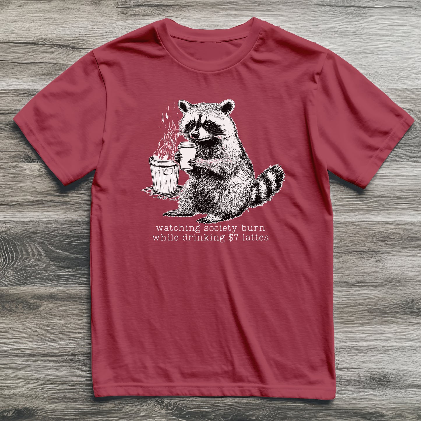 Society Burning Latte Raccoon T-Shirt