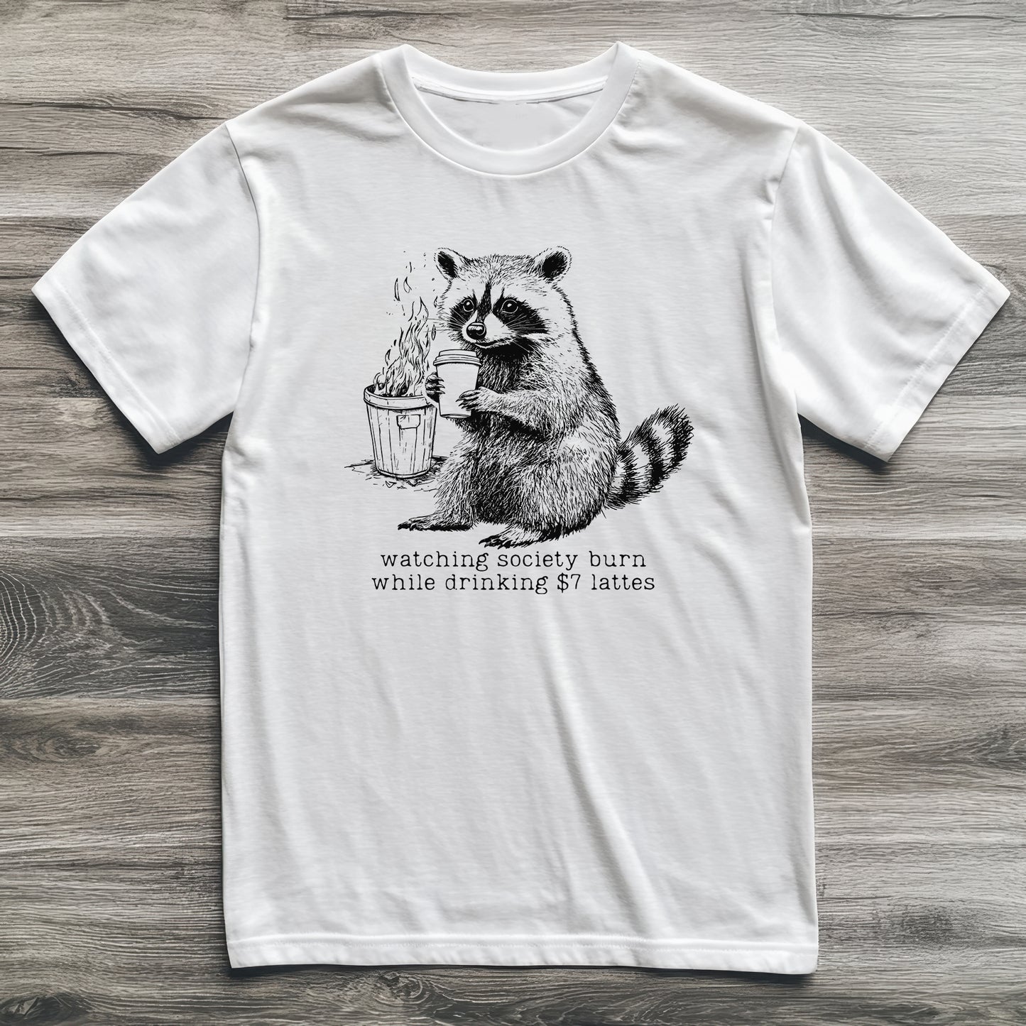 Society Burning Latte Raccoon T-Shirt