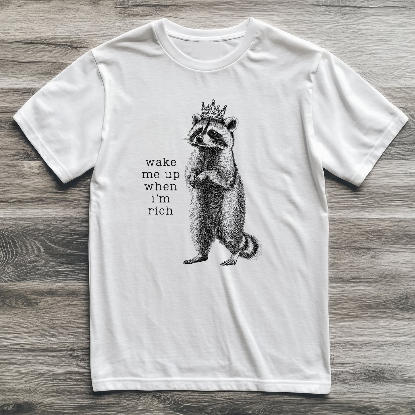 Wake Me Up When I'm Rich Raccoon T-Shirt