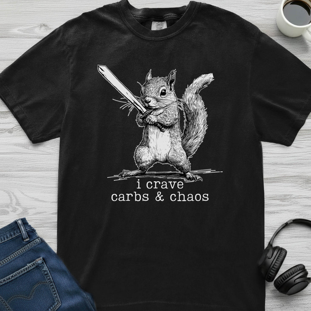 Carbs and Chaos Squirrel T-Shirt