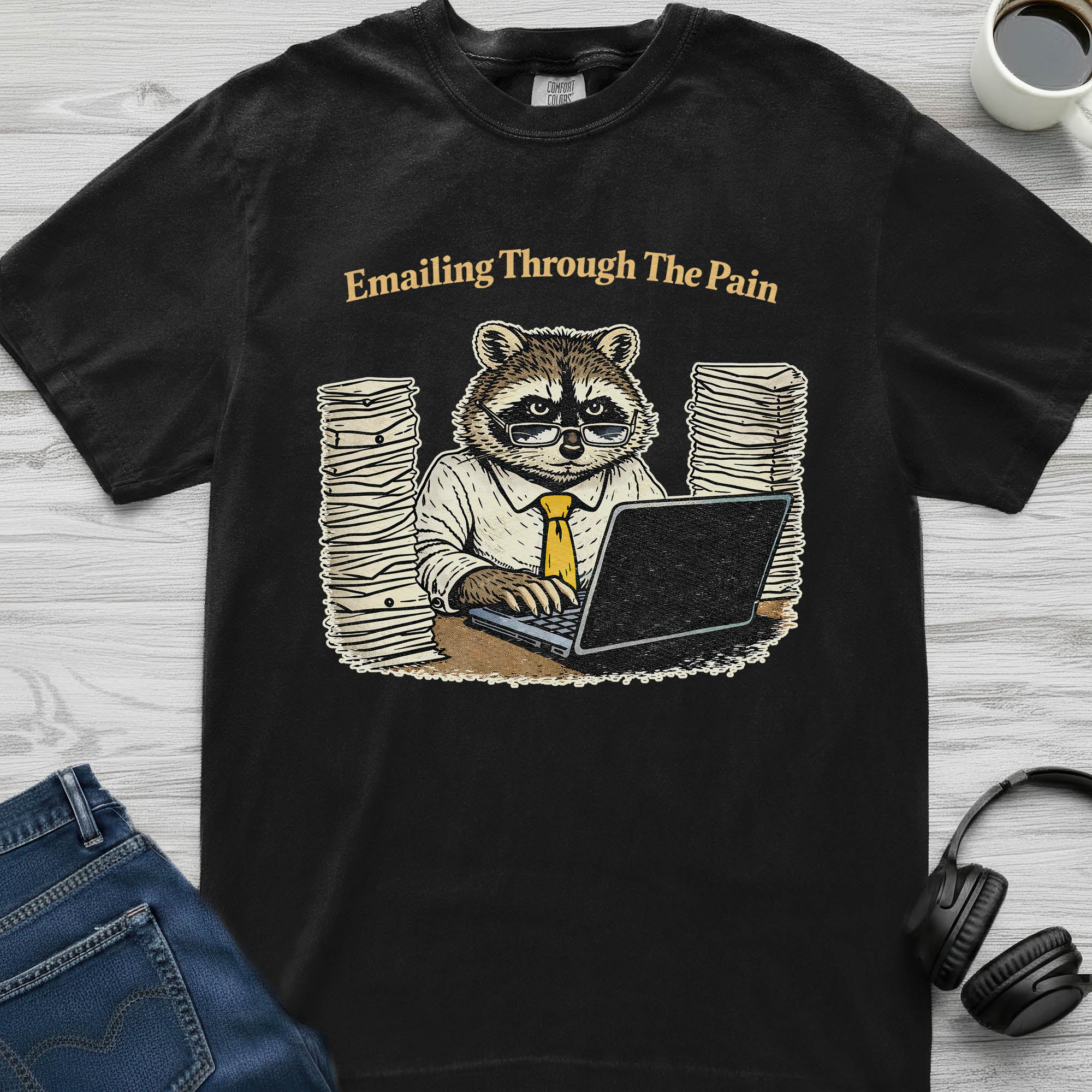 Emailing And Pain Raccoon T-Shirt
