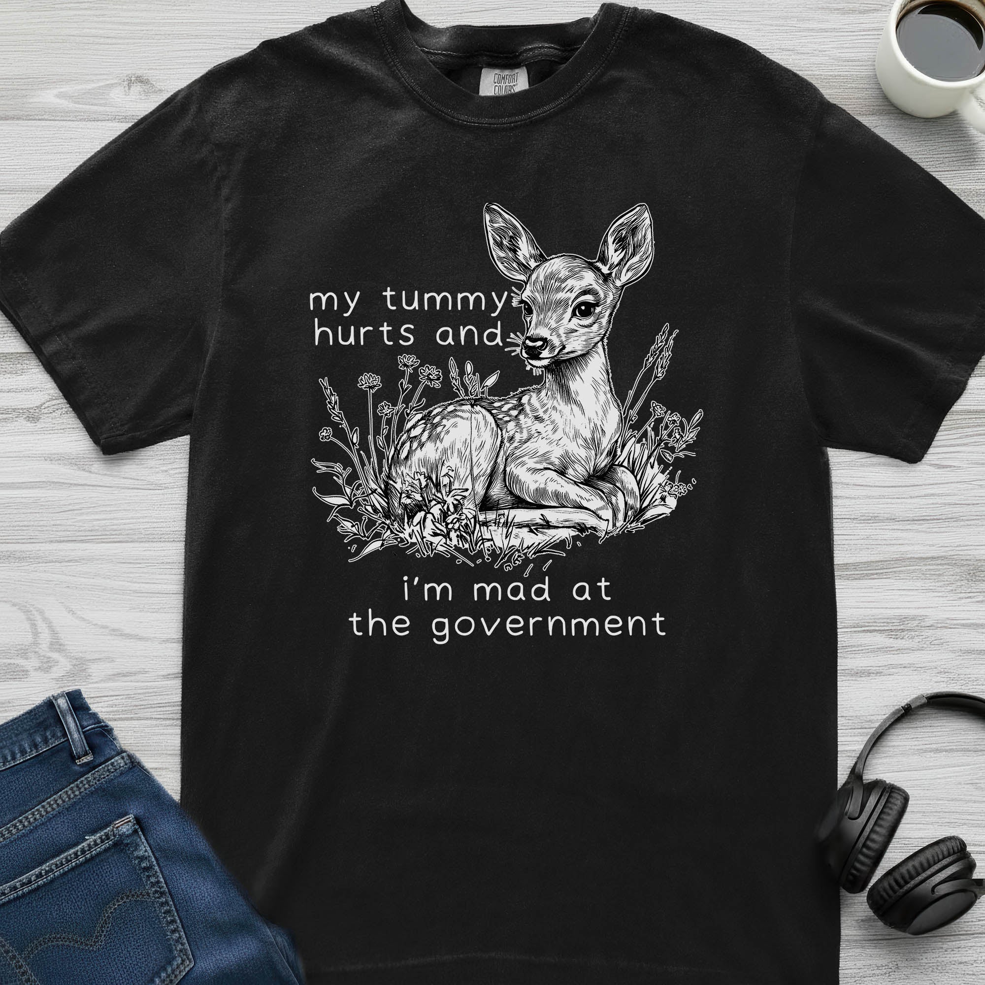 Tummy Hurts Deer T-Shirt