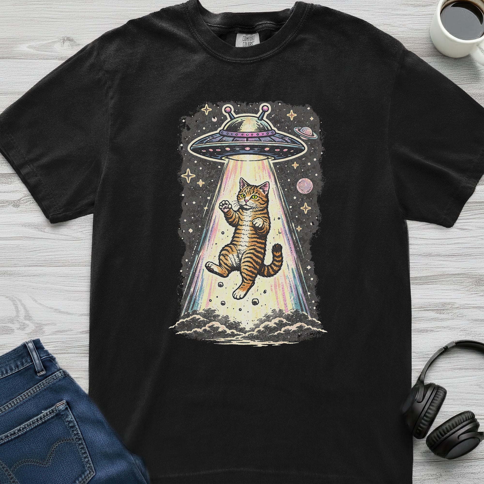 Cat UFO Abduction T-Shirt