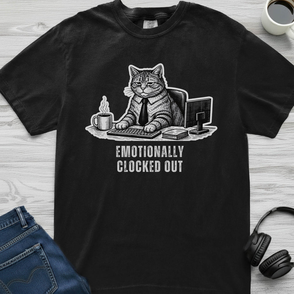 Emotionally Clocked Out Cat T-Shirt
