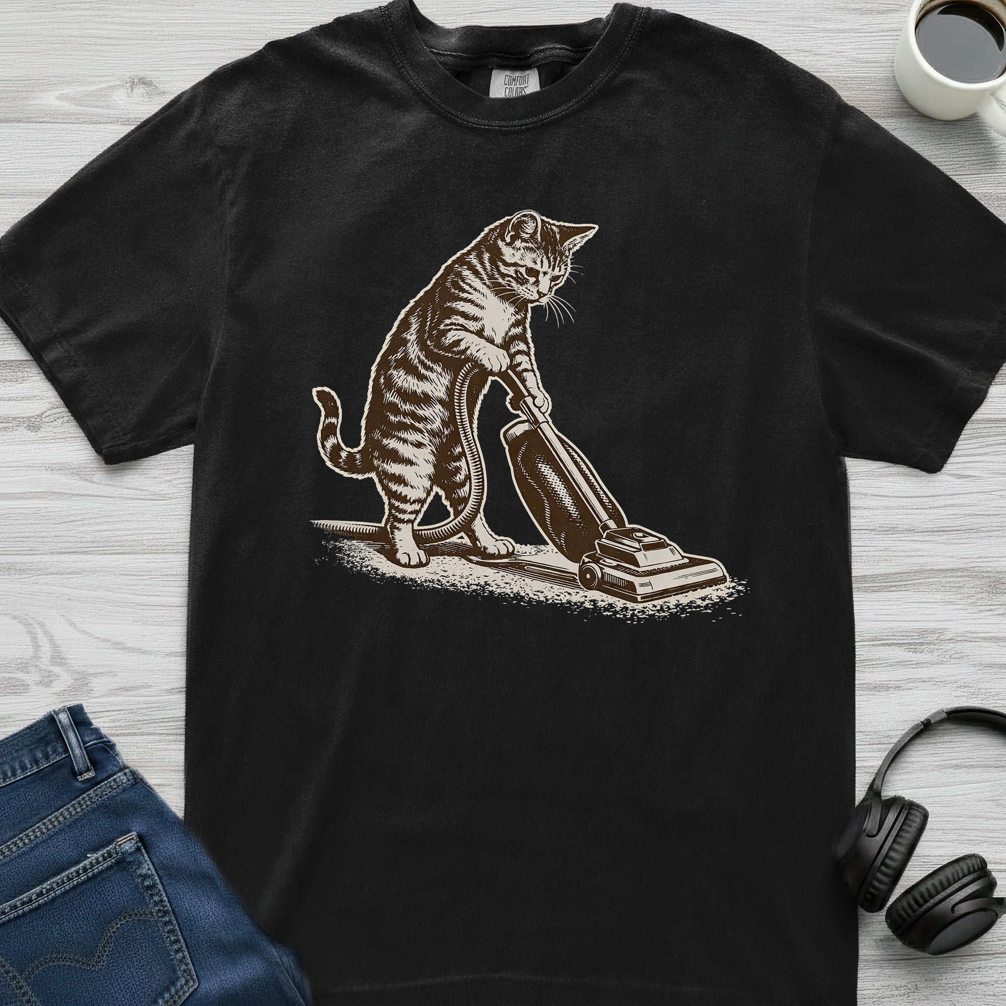 Vacuuming Cat T-Shirt