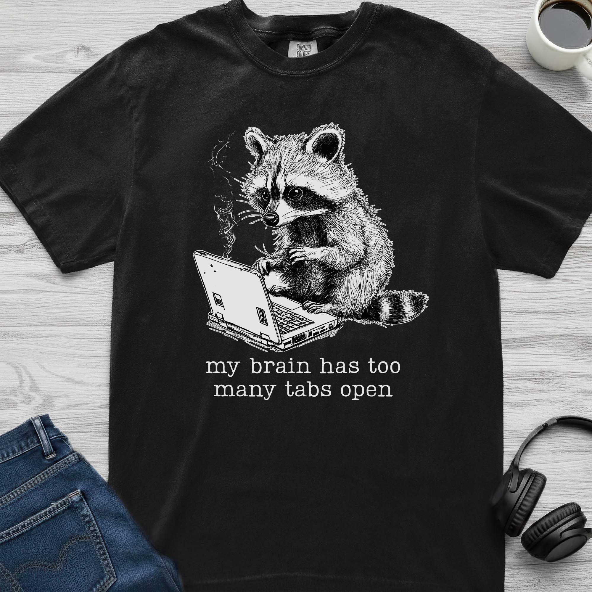Too Many Tabs Raccoon T-Shirt