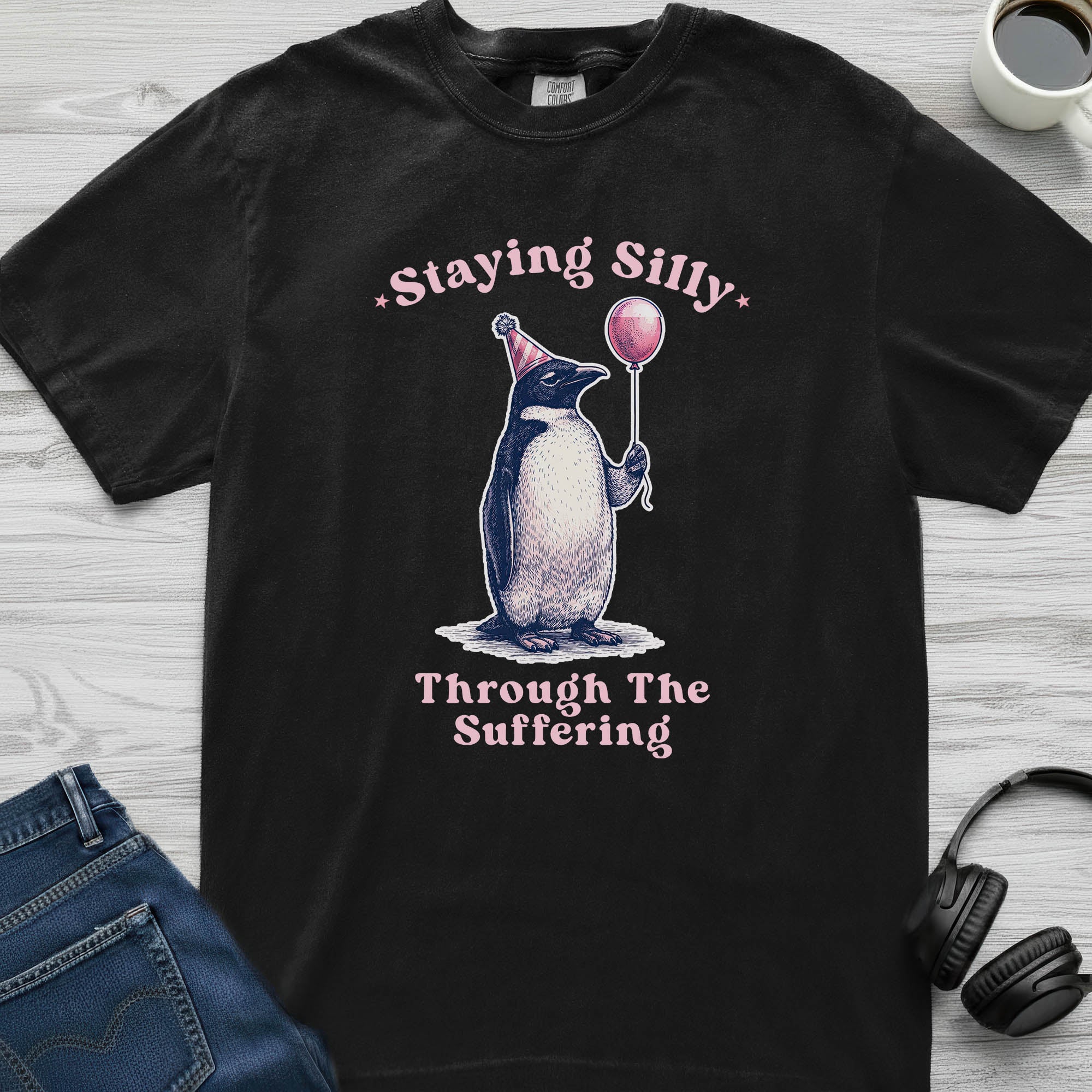 Staying Silly in Suffering Penguin T-Shirt