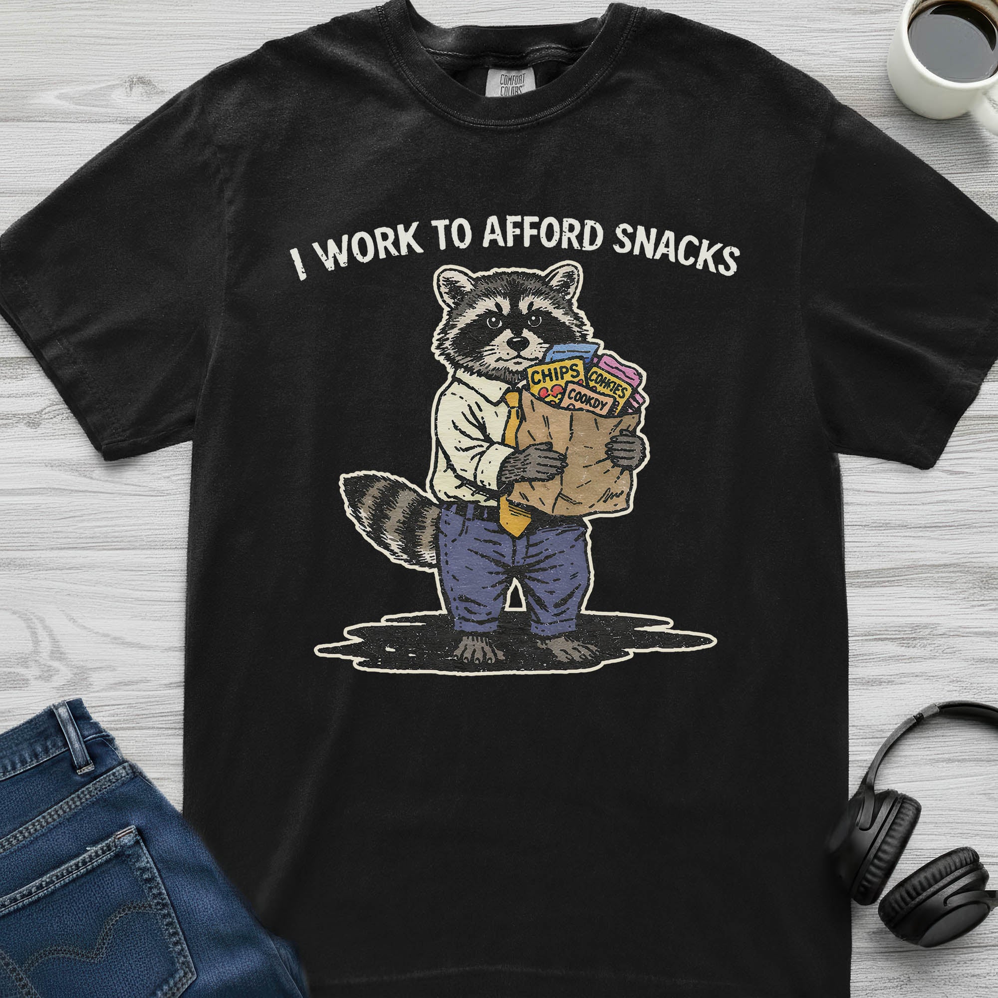 Work To Afford Snacks Raccoon T-Shirt