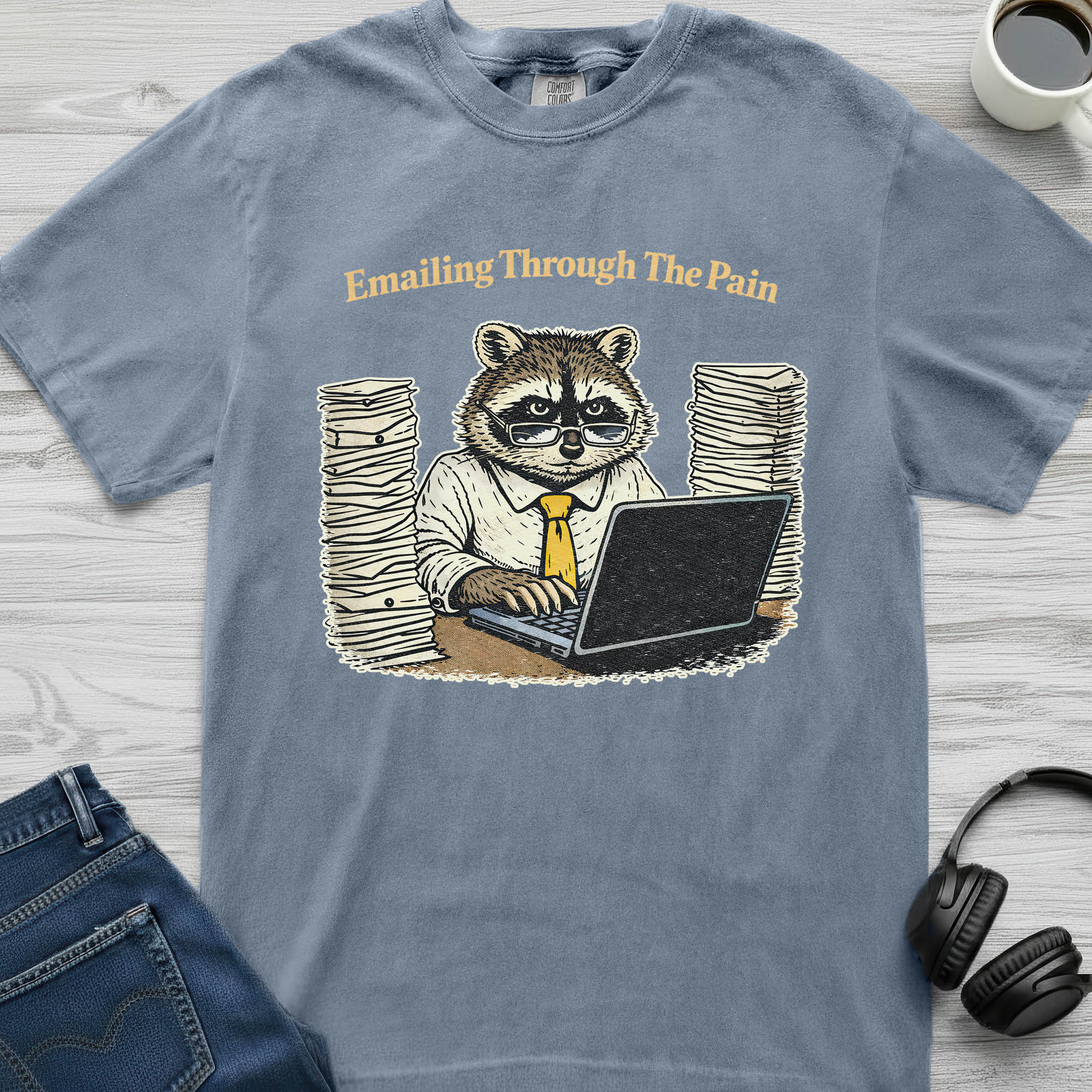 Emailing And Pain Raccoon T-Shirt