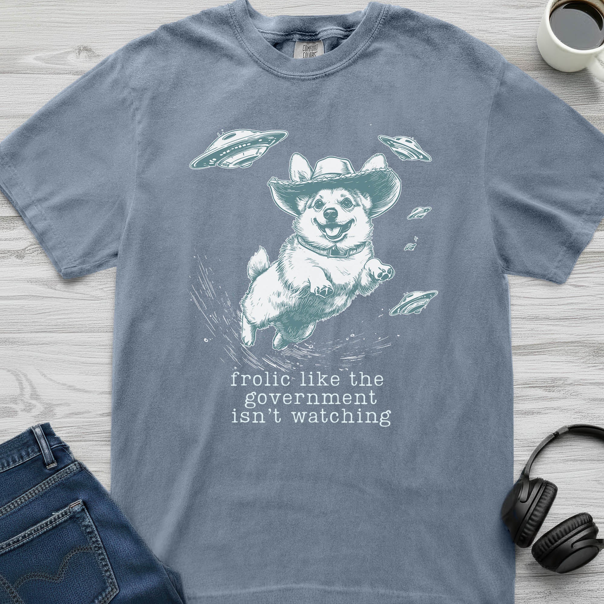 Cowboy Alien Corgi T-Shirt