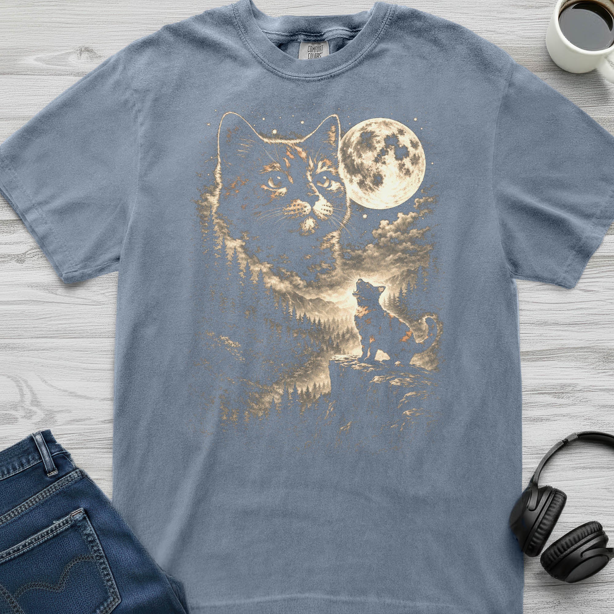 Tortoiseshell Cat Moon T-Shirt