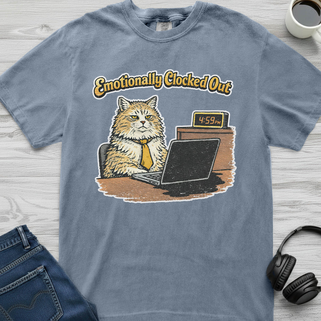 Emotionally Clocked Out Cat T-Shirt
