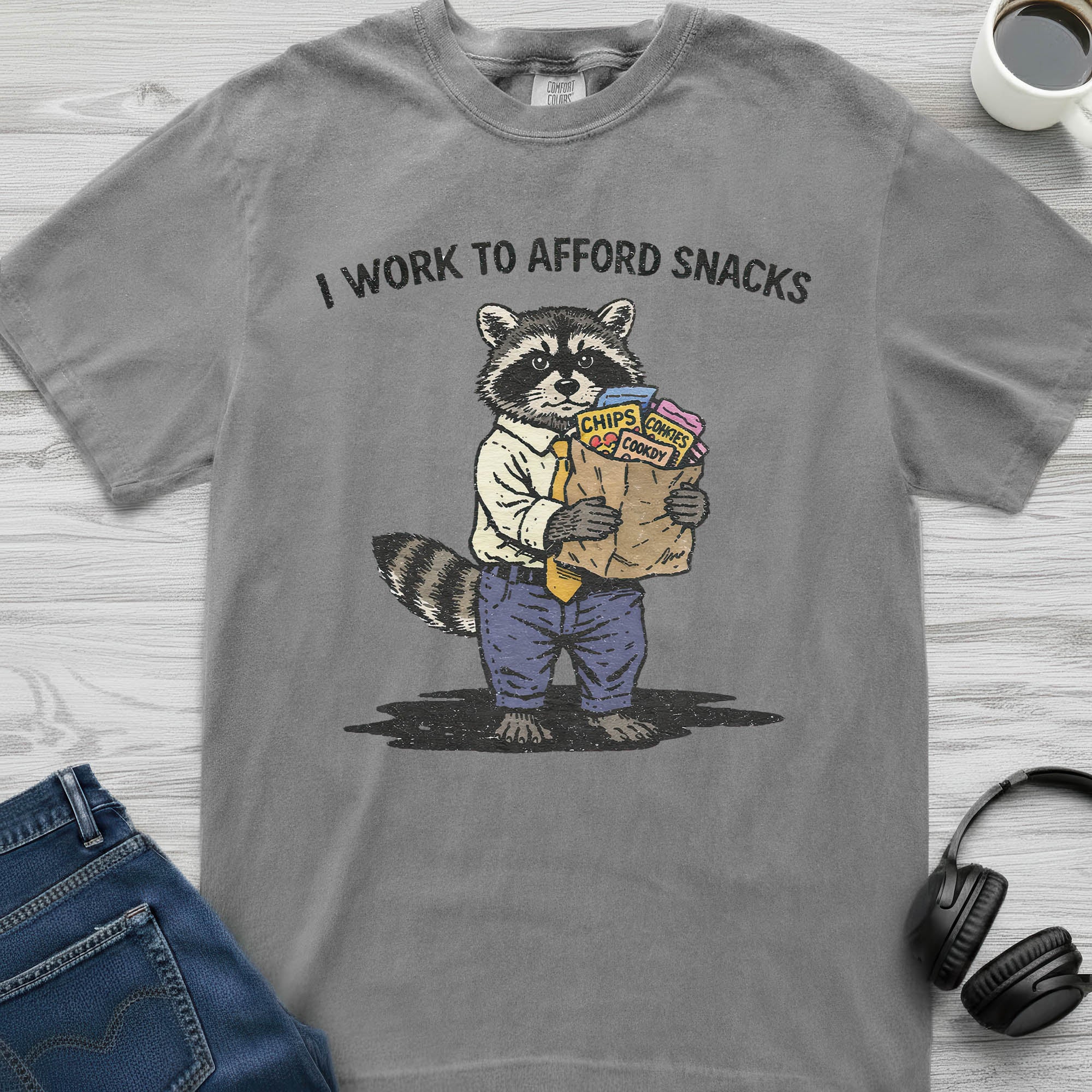 Work To Afford Snacks Raccoon T-Shirt