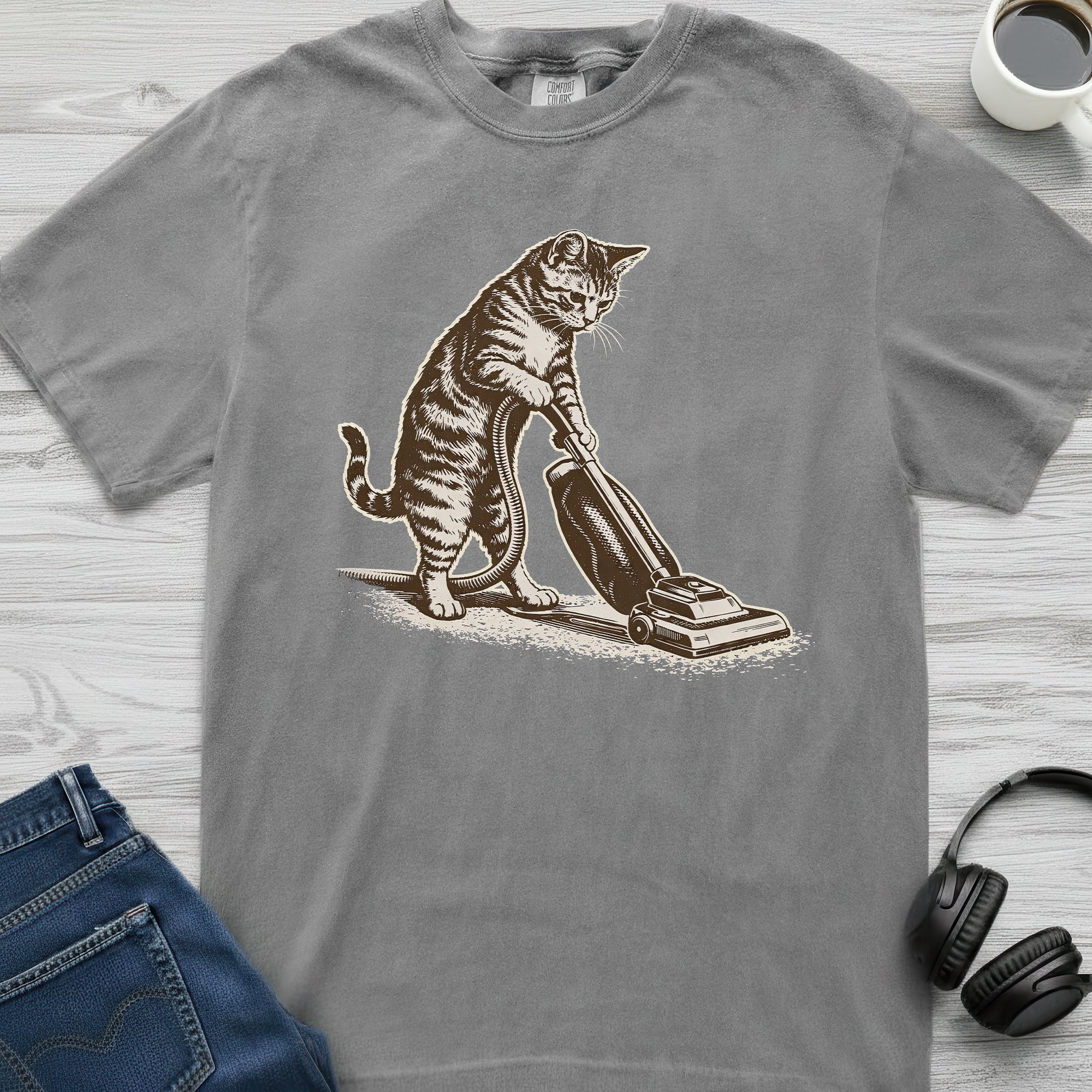 Vacuuming Cat T-Shirt