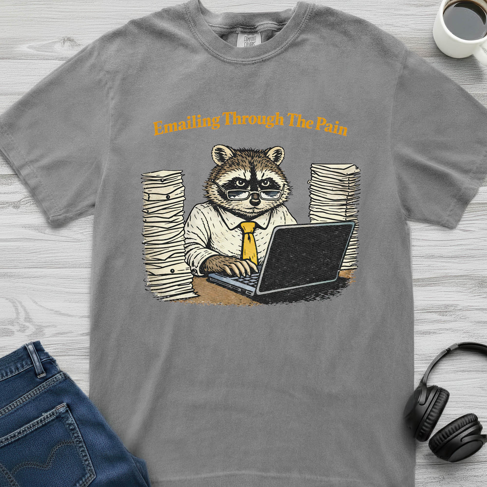 Emailing And Pain Raccoon T-Shirt