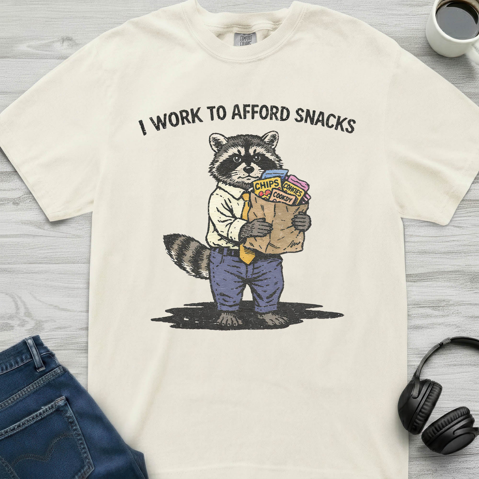 Work To Afford Snacks Raccoon T-Shirt