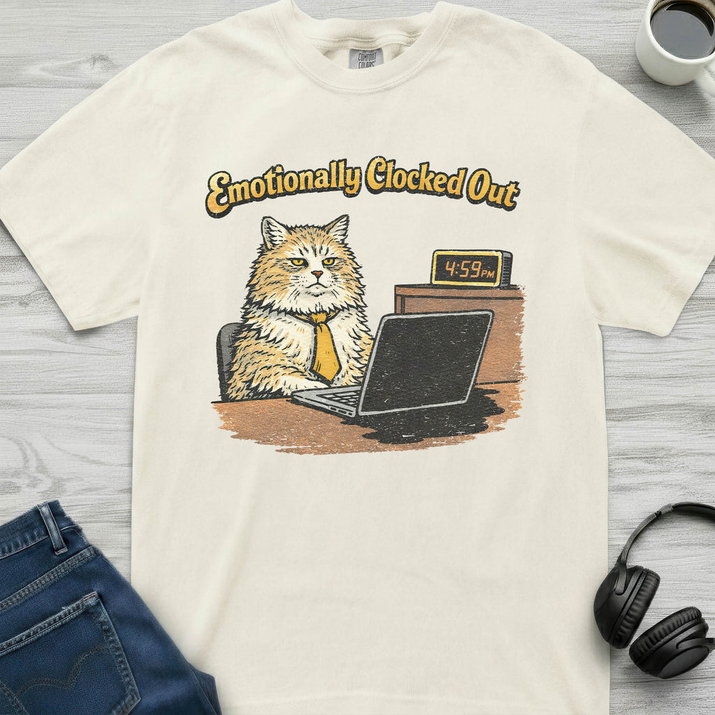 Emotionally Clocked Out Cat T-Shirt