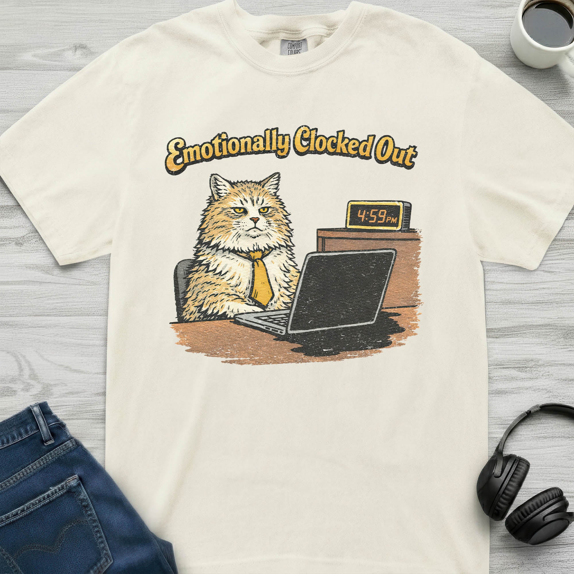 Emotionally Clocked Out Cat T-Shirt