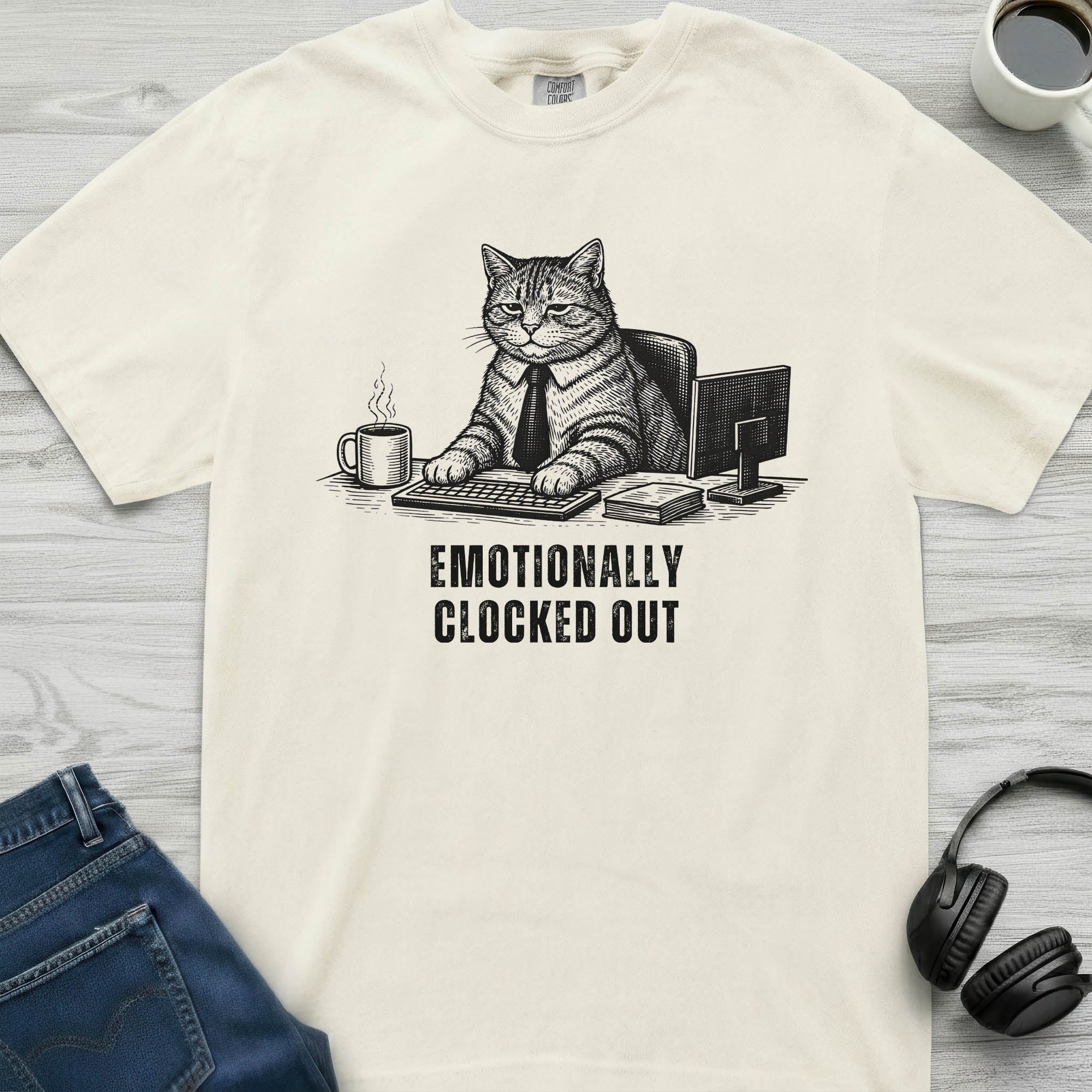 Emotionally Clocked Out Cat T-Shirt