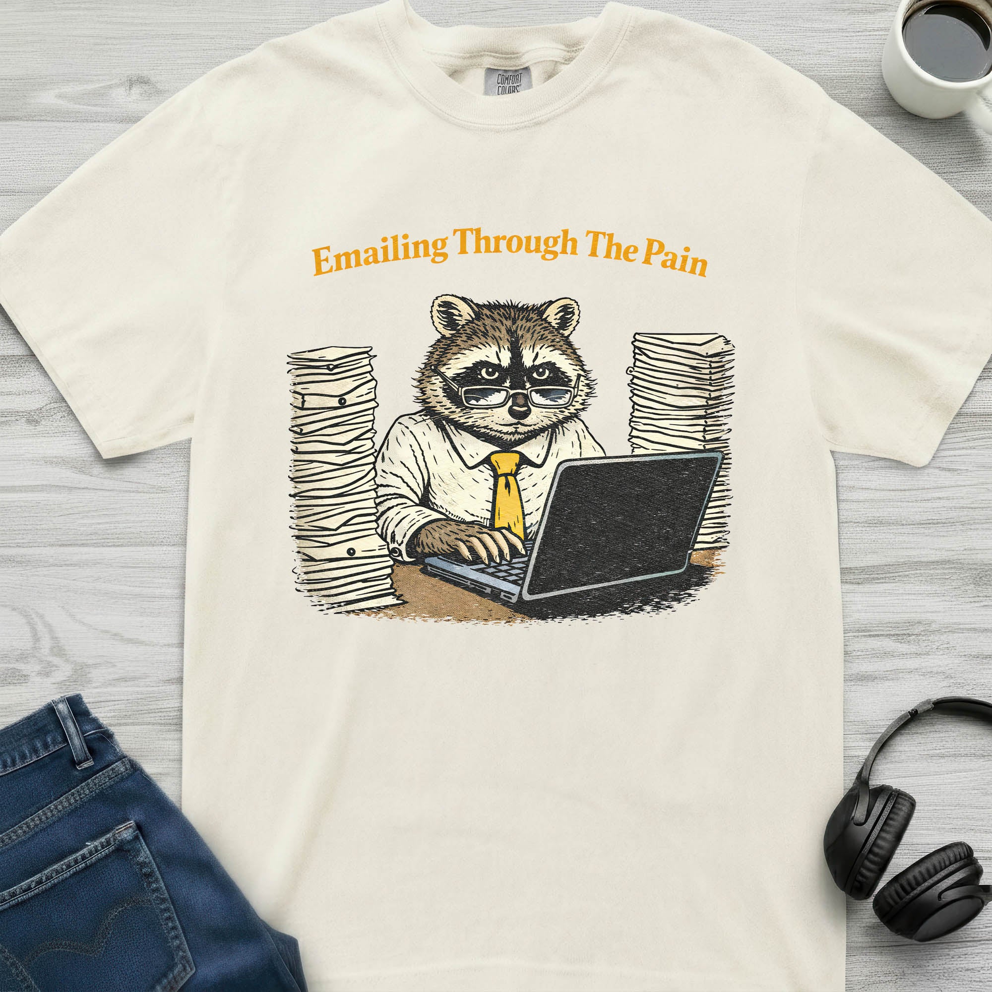 Emailing And Pain Raccoon T-Shirt