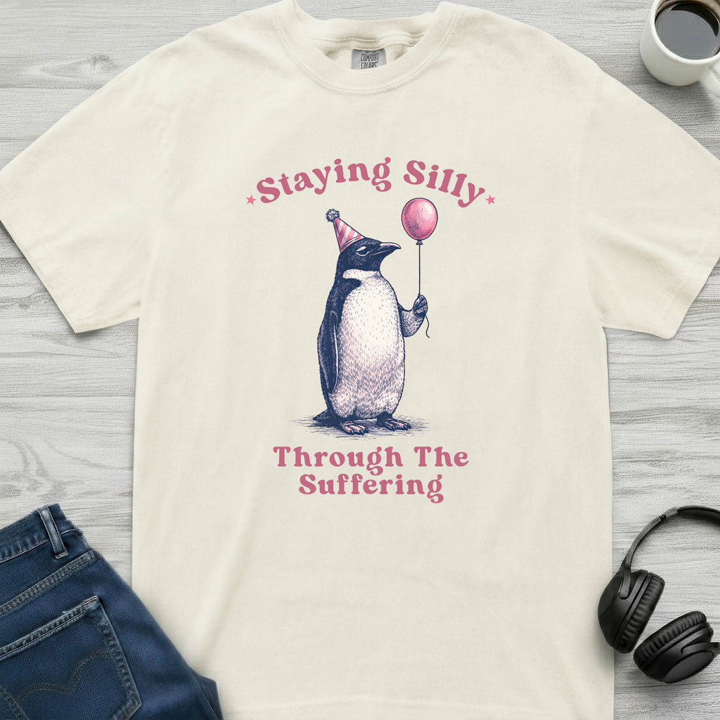 Staying Silly in Suffering Penguin T-Shirt