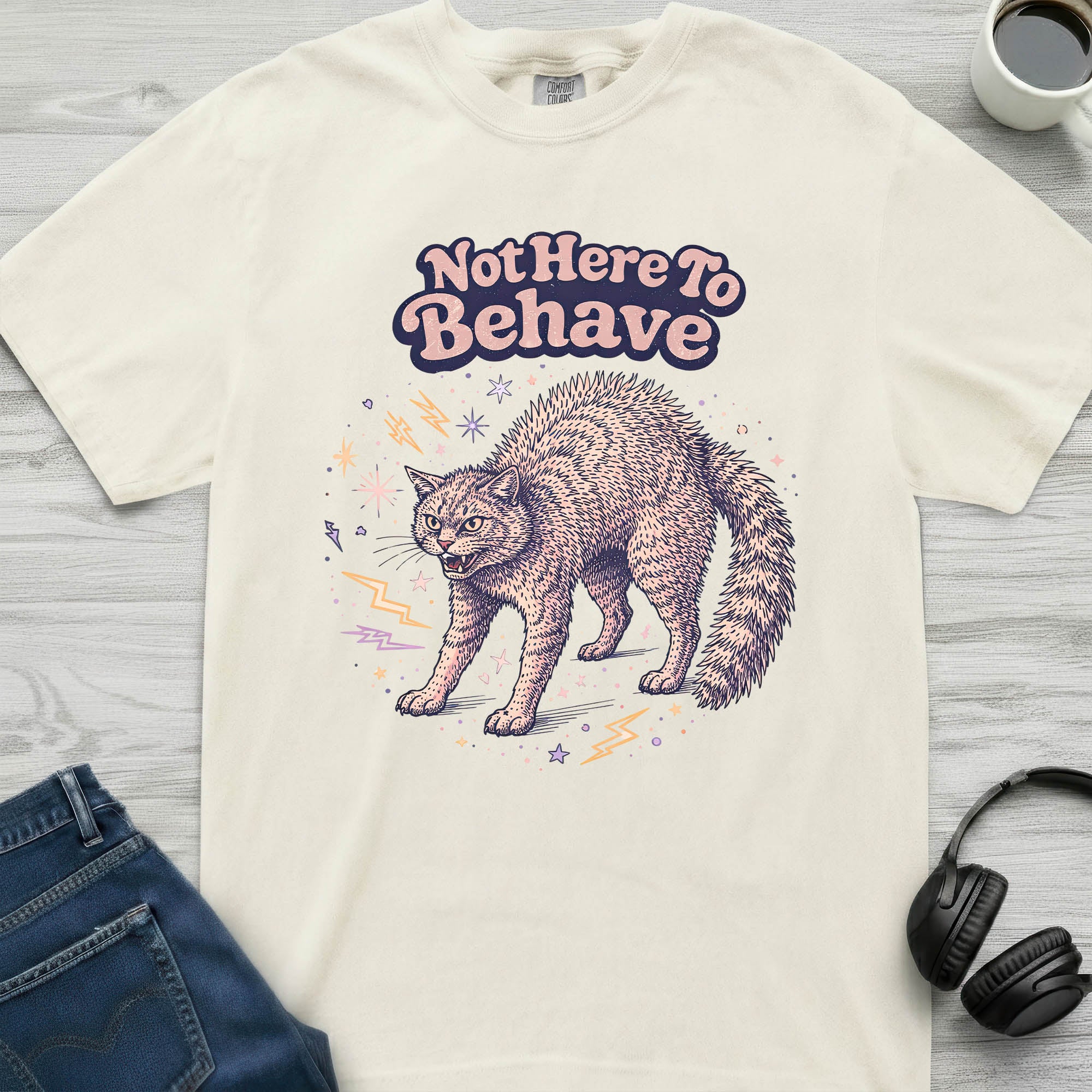 Not Here To Behave Cat T-Shirt