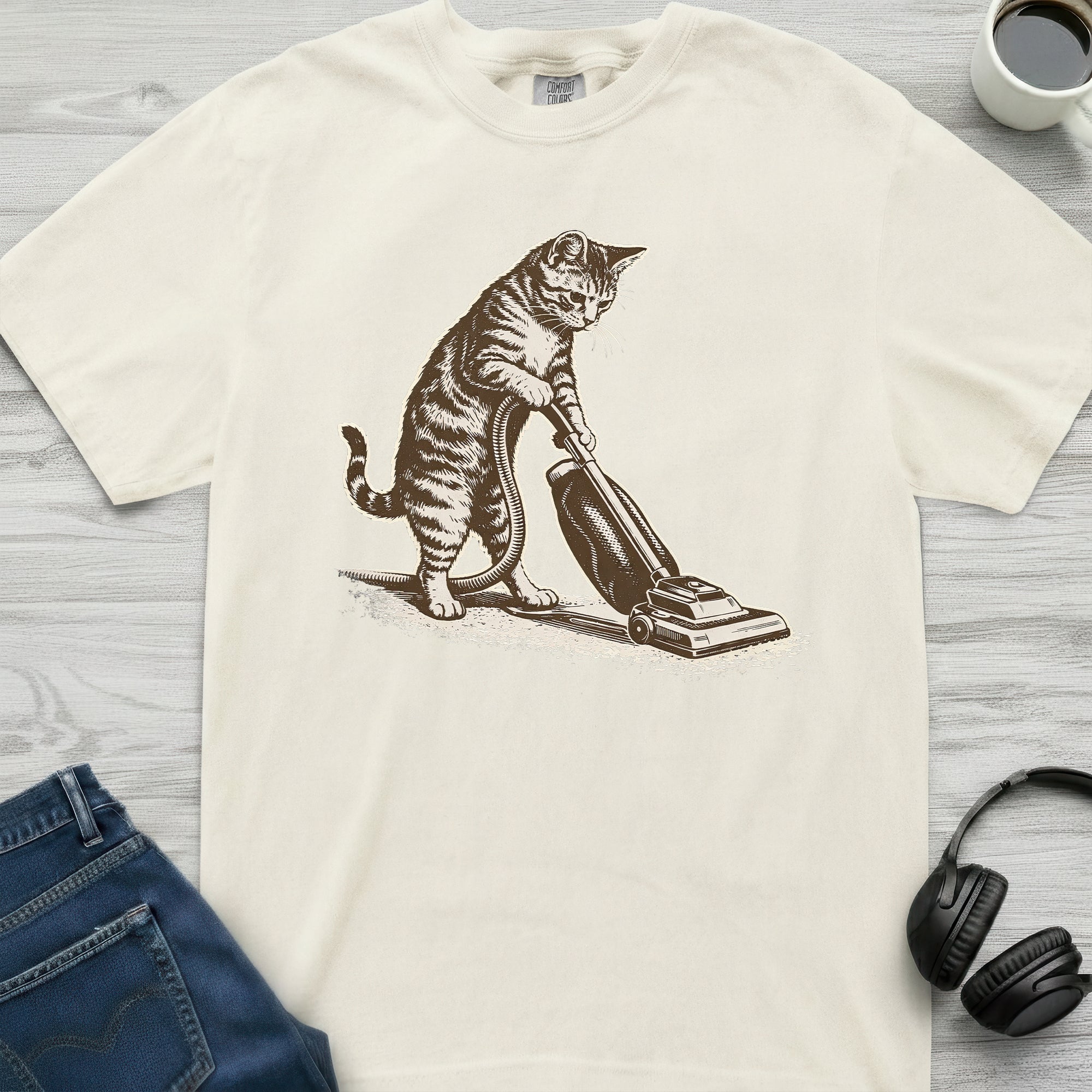 Vacuuming Cat T-Shirt