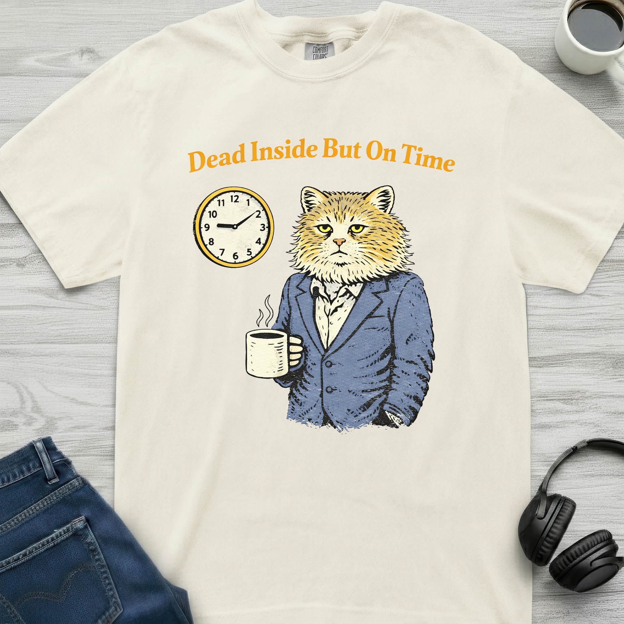 On Time Dead Inside Cat T-Shirt
