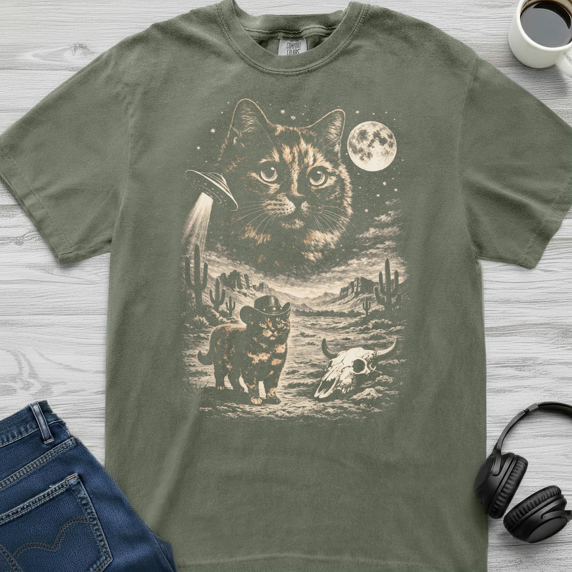Tortoiseshell Cat Cowboy T-Shirt