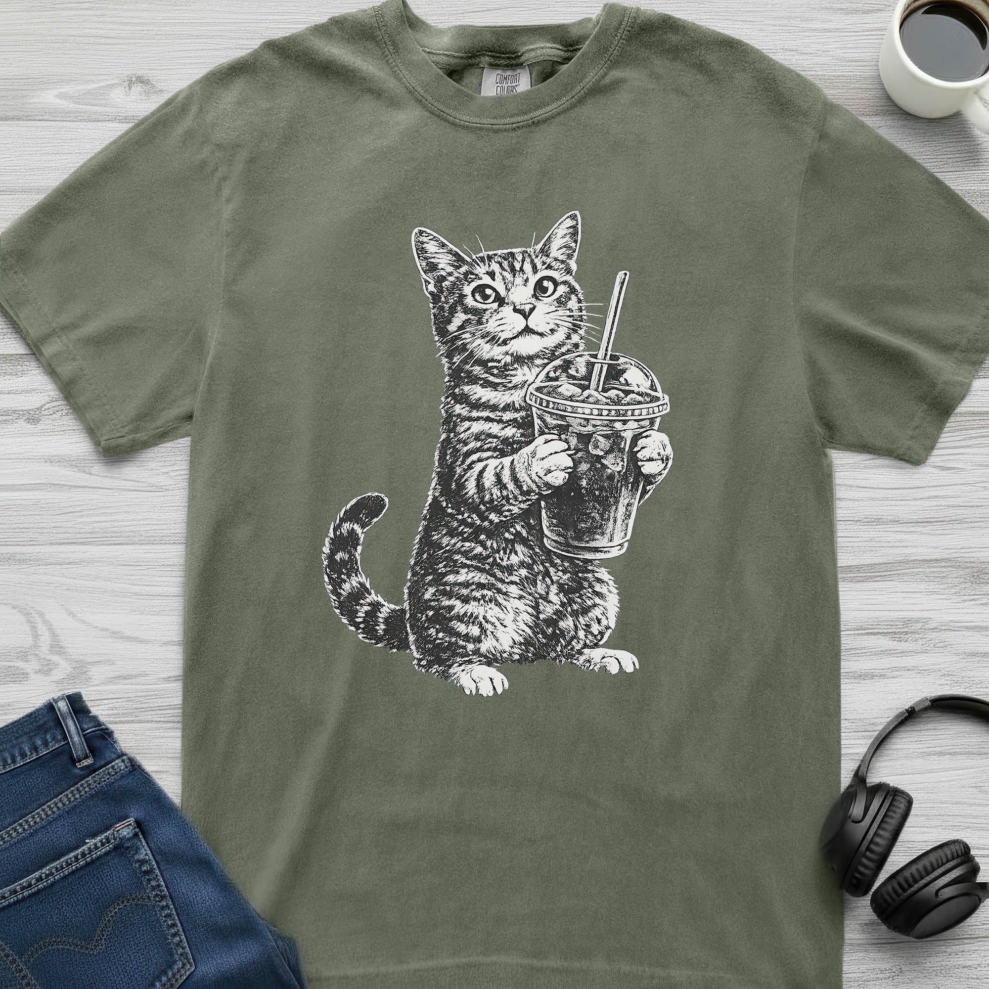 Iced Coffee Cat T-Shirt