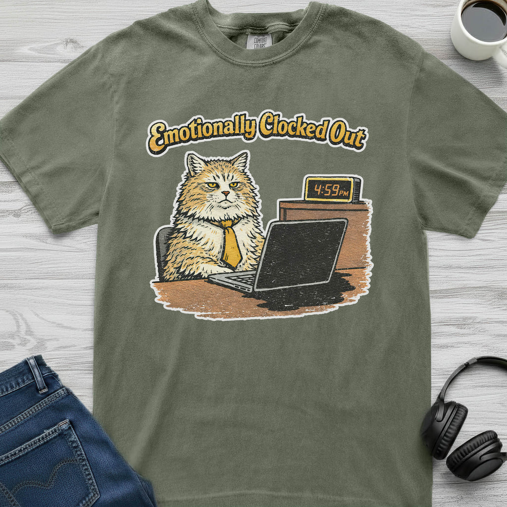 Emotionally Clocked Out Cat T-Shirt