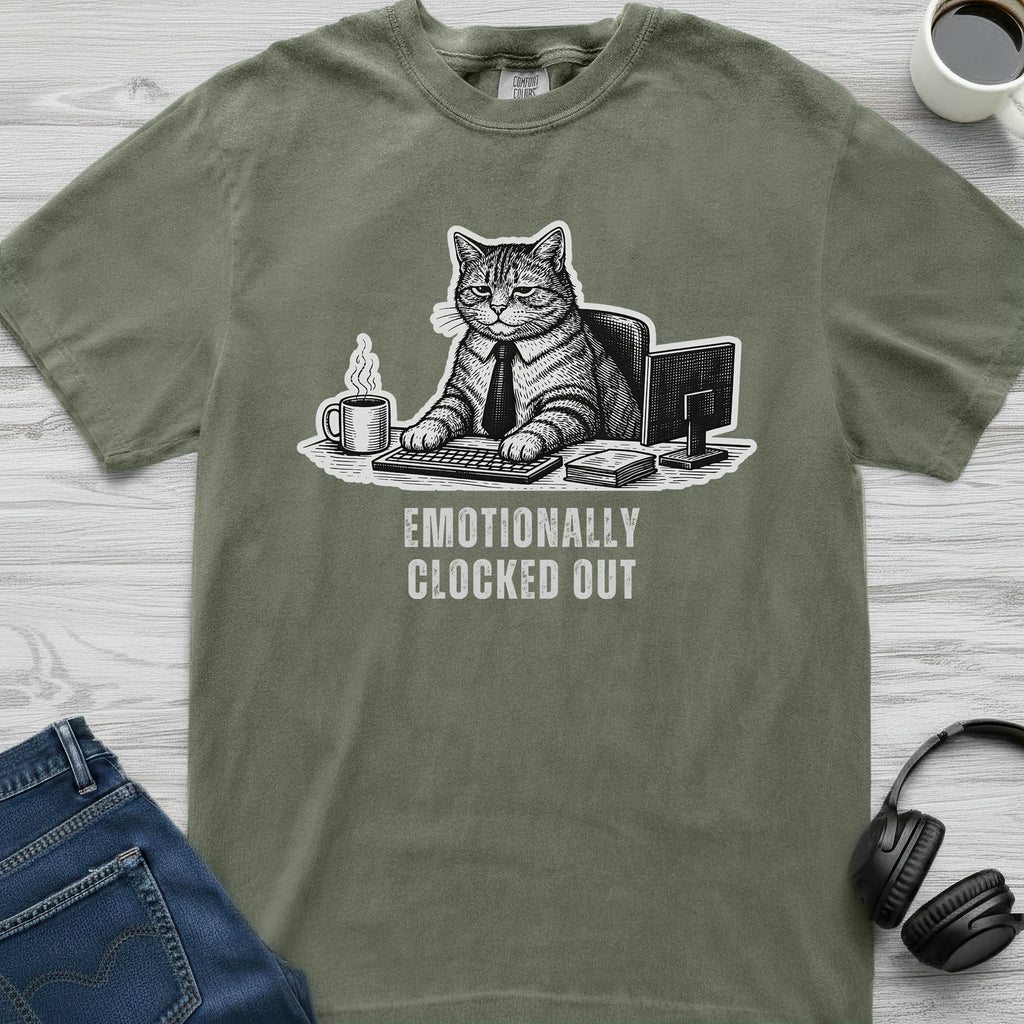 Emotionally Clocked Out Cat T-Shirt