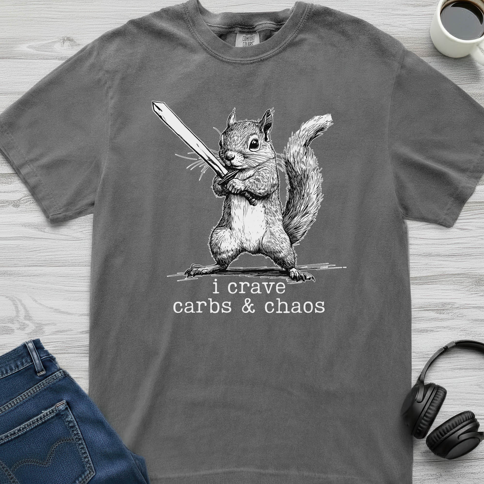 Carbs and Chaos Squirrel T-Shirt