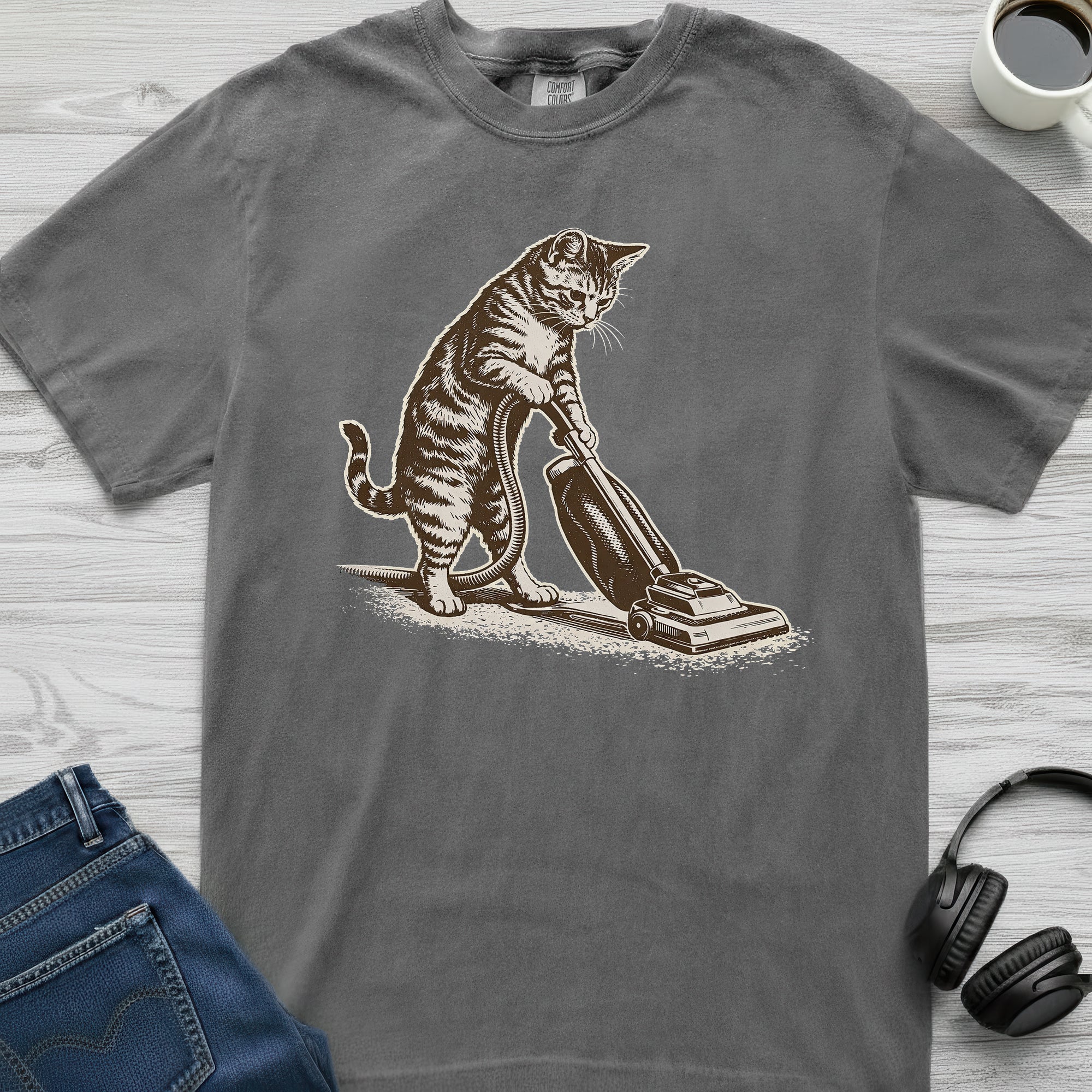 Vacuuming Cat T-Shirt