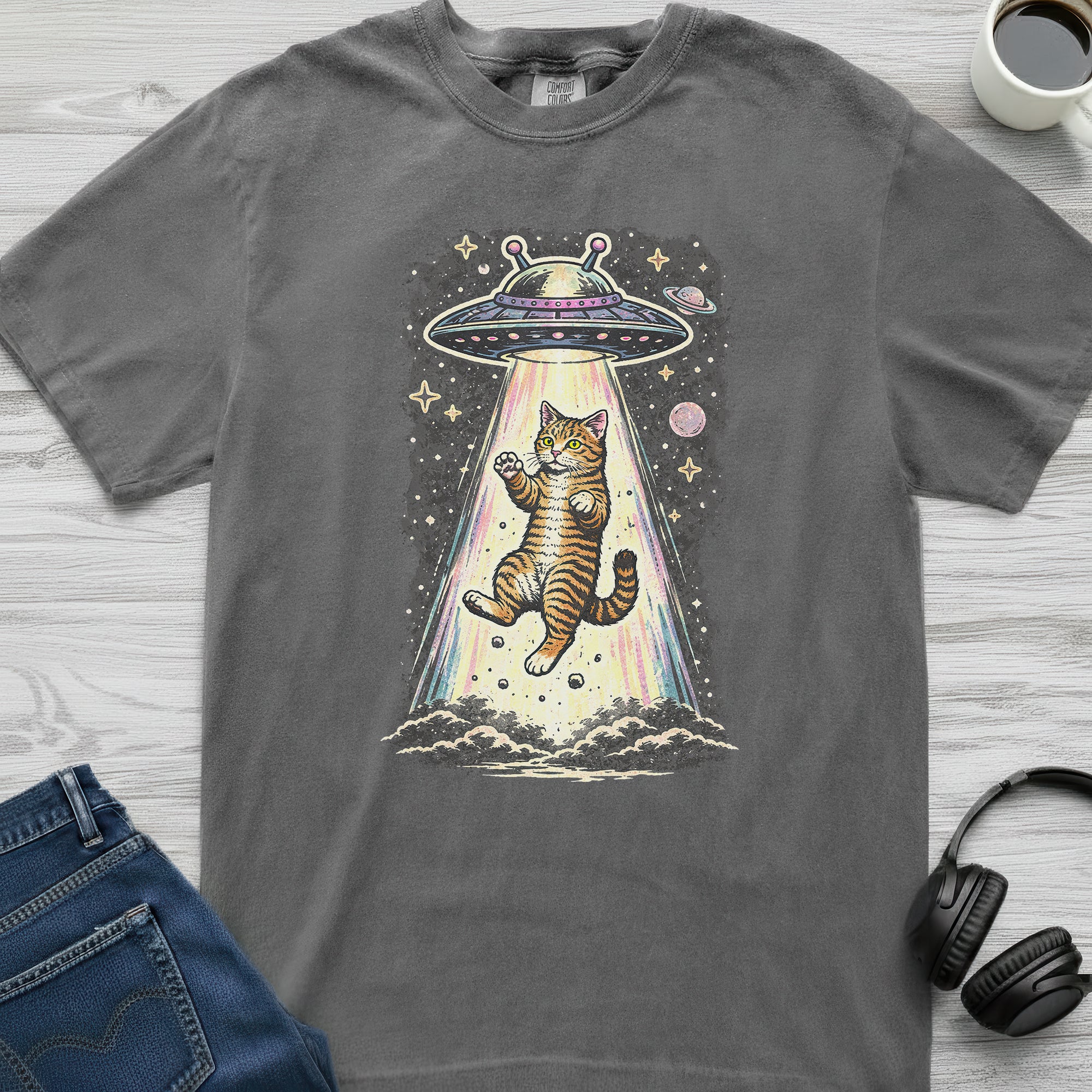 Cat UFO Abduction T-Shirt