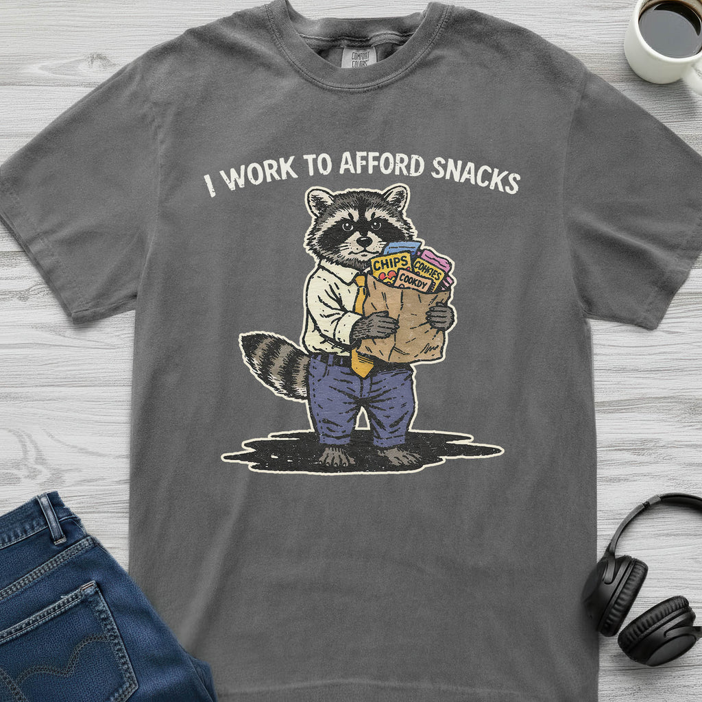 Work To Afford Snacks Raccoon T-Shirt