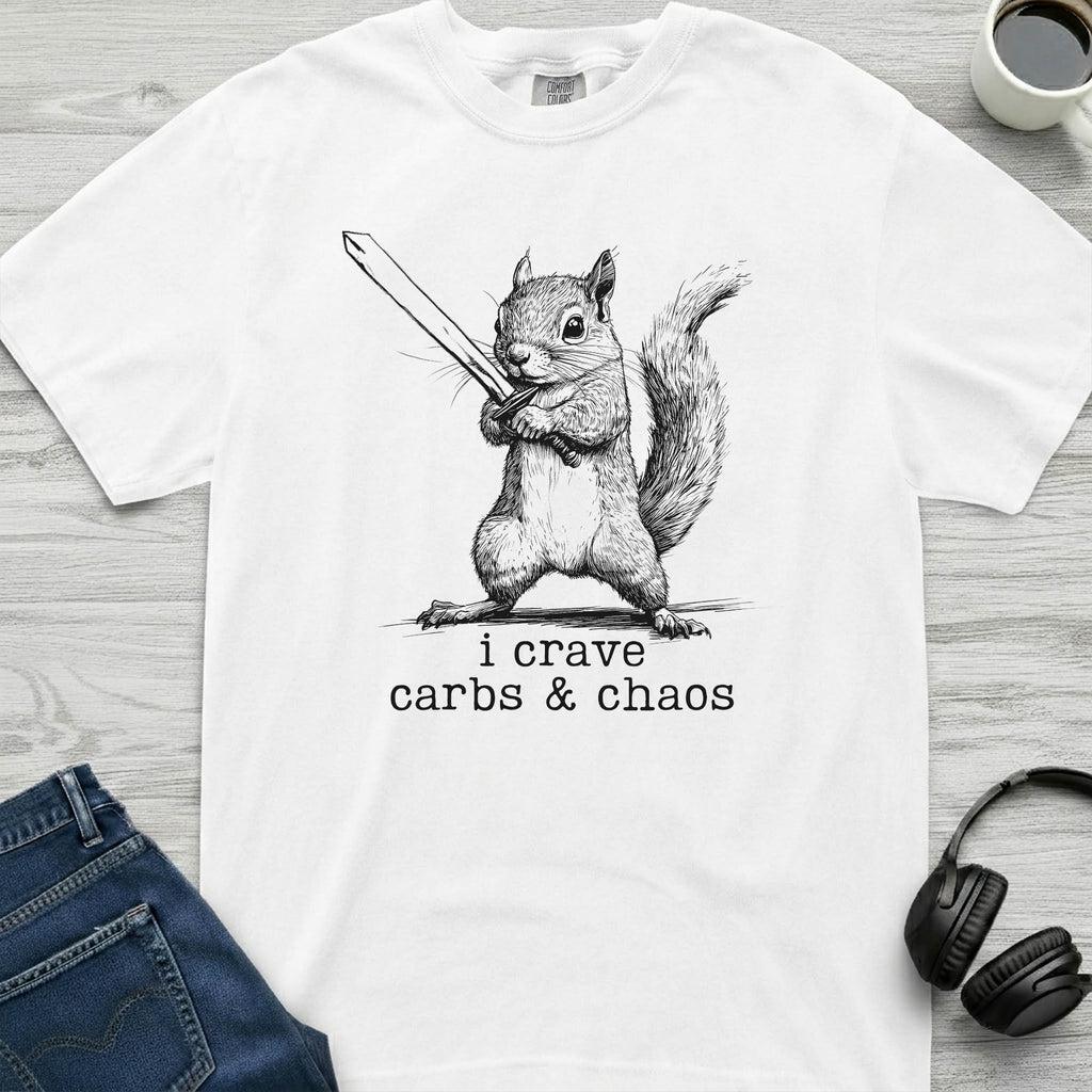 Carbs and Chaos Squirrel T-Shirt