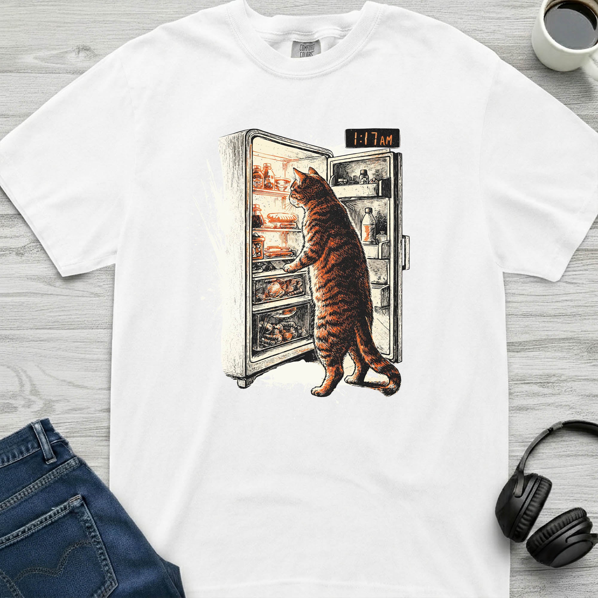 Night Snacks Cat T-Shirt