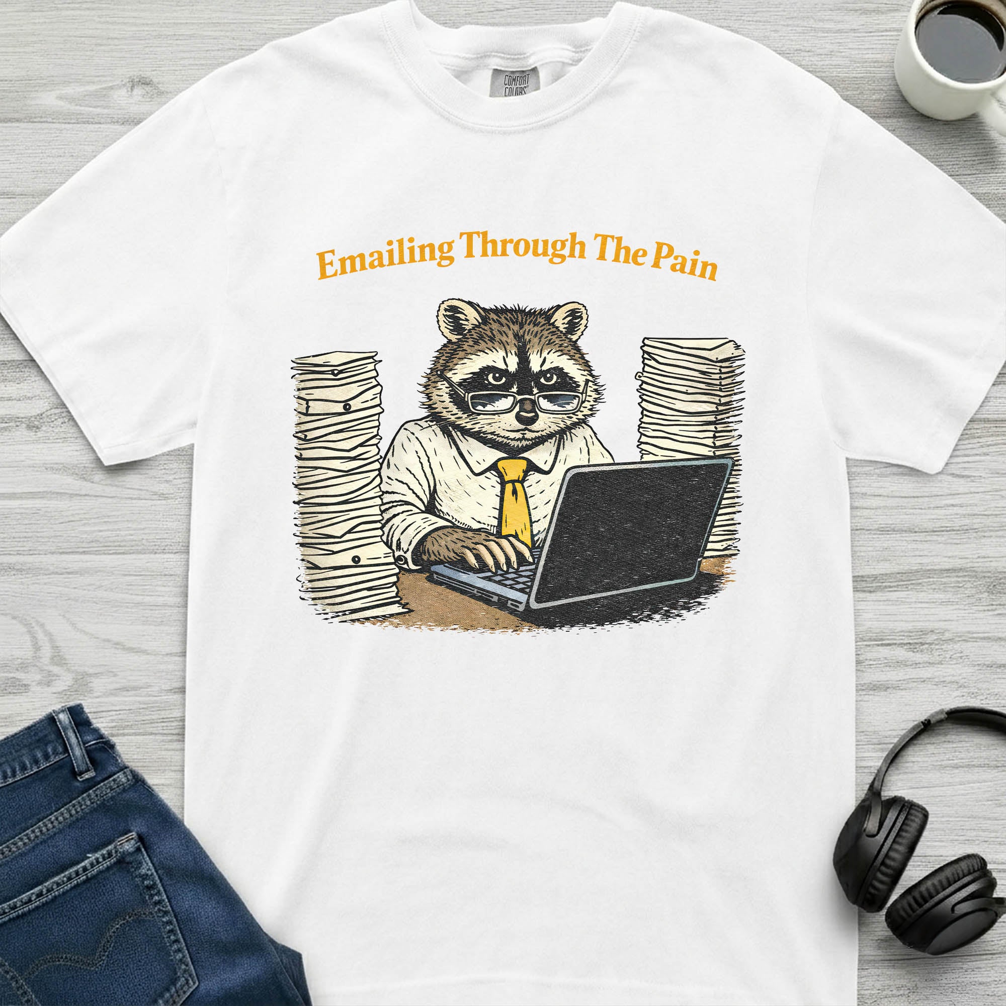 Emailing And Pain Raccoon T-Shirt