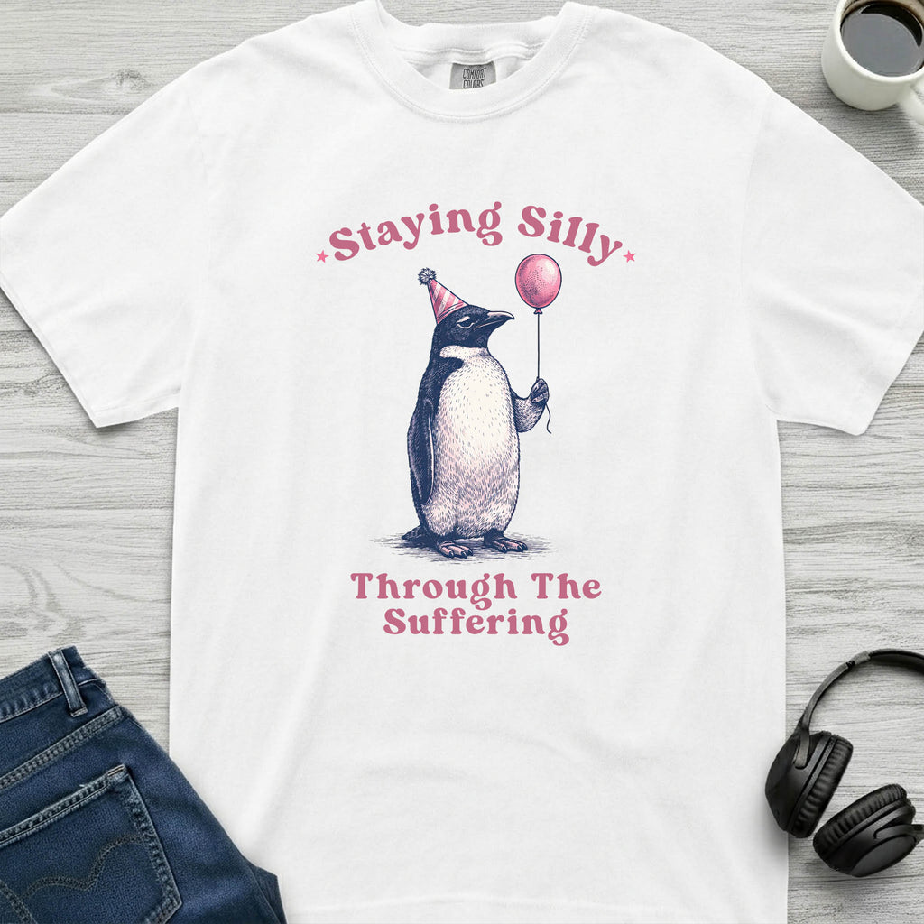 Staying Silly in Suffering Penguin T-Shirt