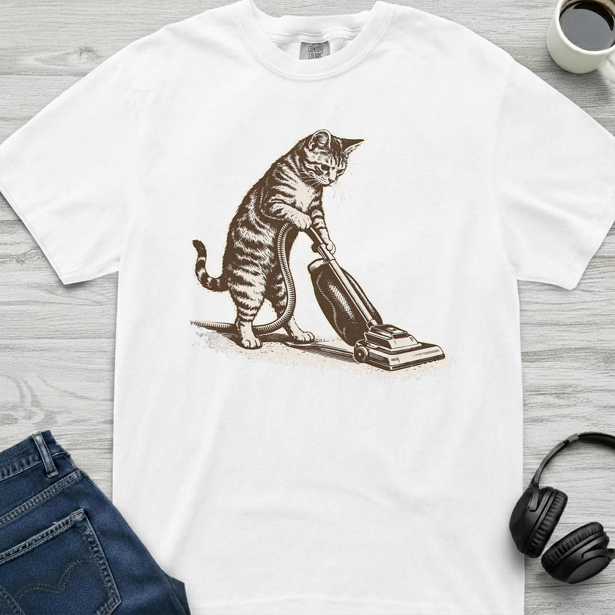 Vacuuming Cat T-Shirt