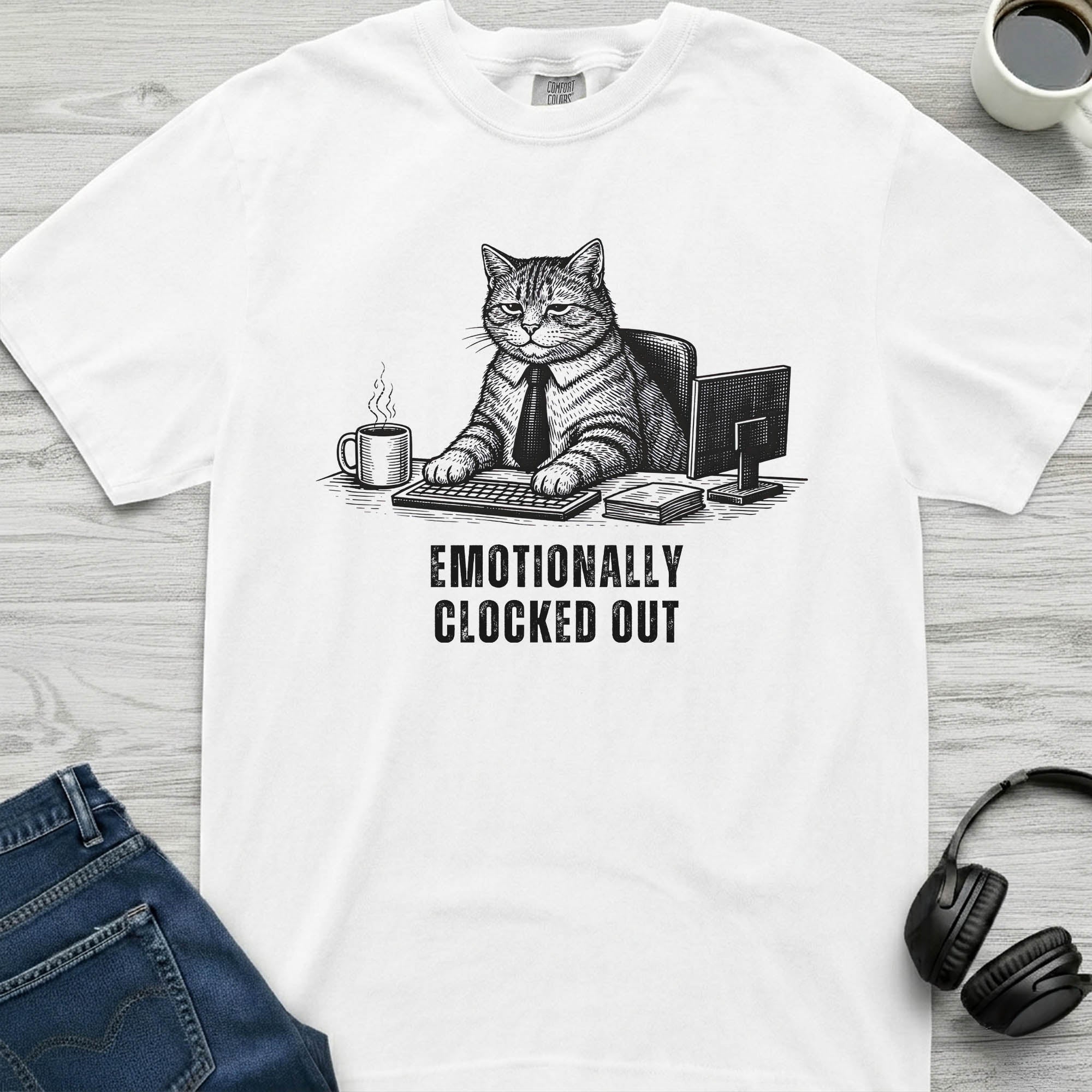 Emotionally Clocked Out Cat T-Shirt